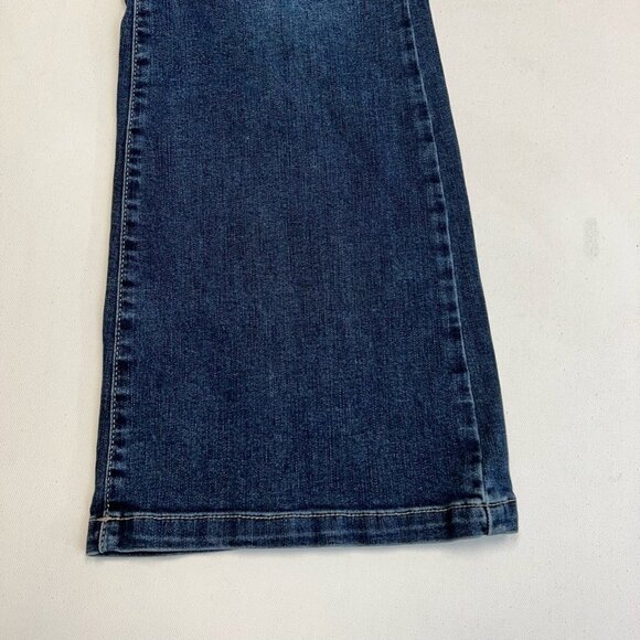 Falls Creek Womens Flare Jeans Blue Stretch Patch Packets Stone Wash Mid Rise 8 - Picture 8 of 10